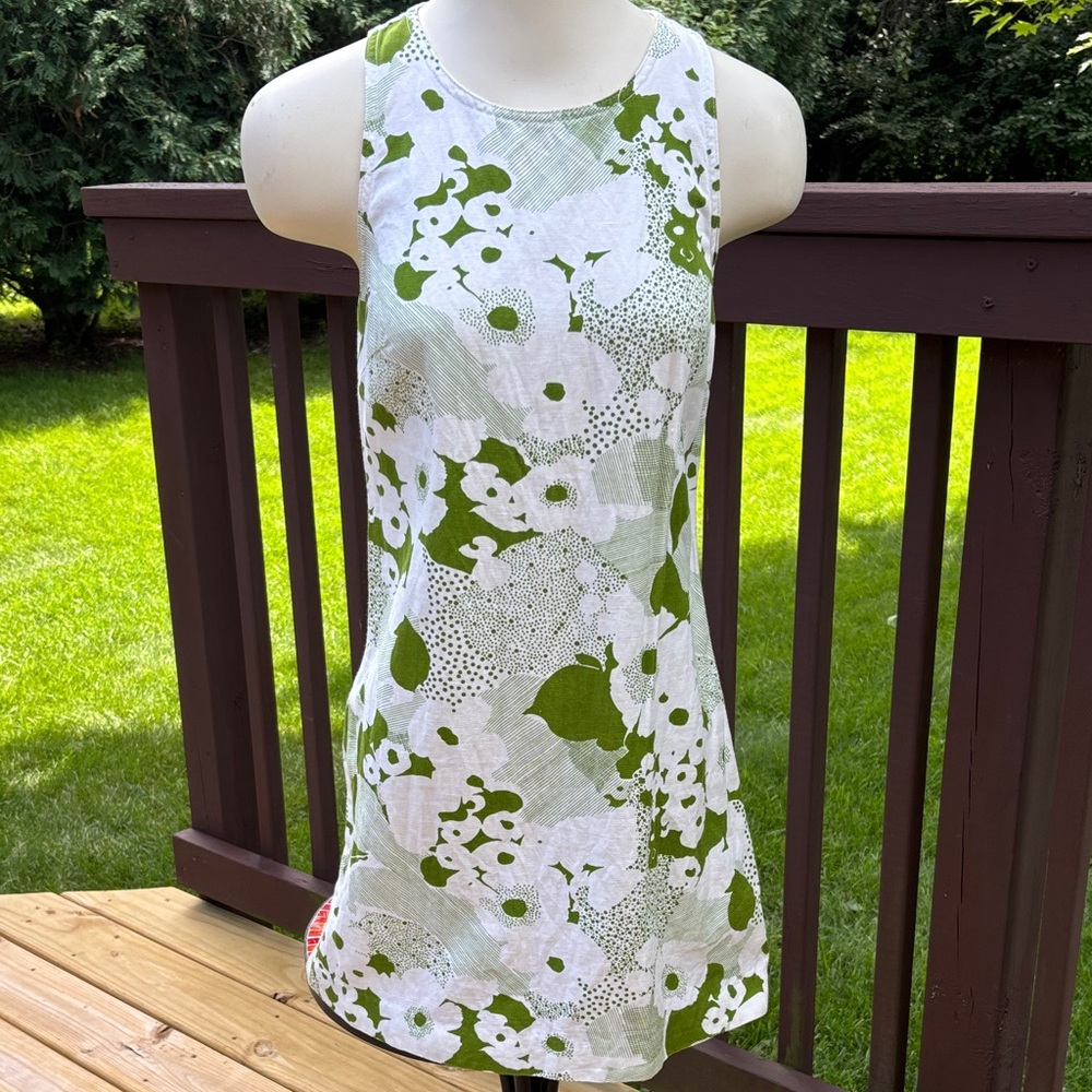 Trina Turk Cosme Shift Dress Green and White Floral